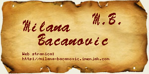 Milana Bacanović vizit kartica